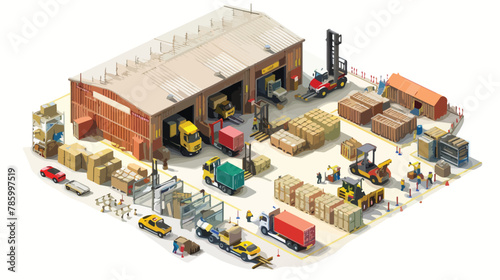 Warehouse isometric 3D warehouse interior map illustration