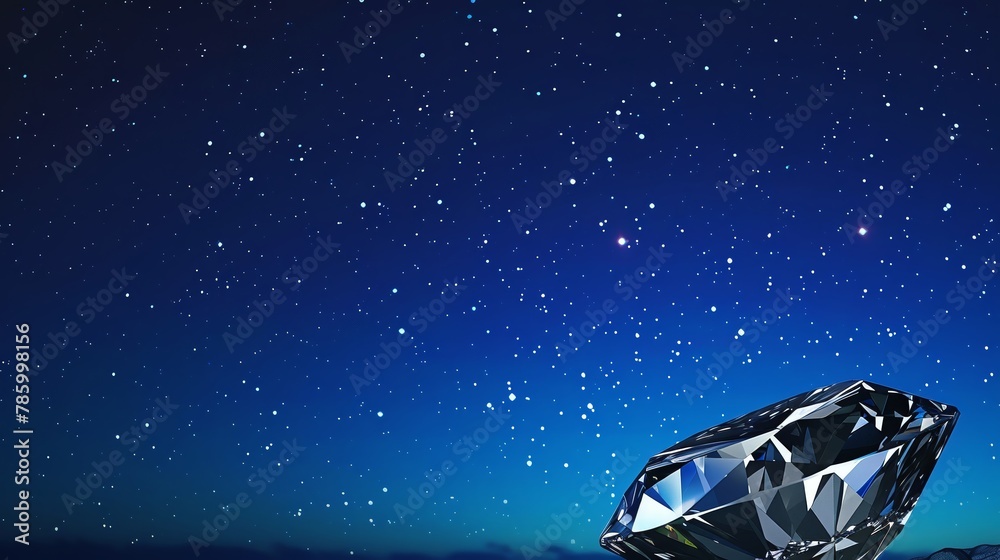 Uses the vibrant backdrop of a rich blue night sky filled with stars to photograph the diamond, reflecting its adventurous journey through time and space Uses the vibrant backdrop of a rich blue night sky filled with stars to photograph the diamond, reflecting its adventurous journey through time and space