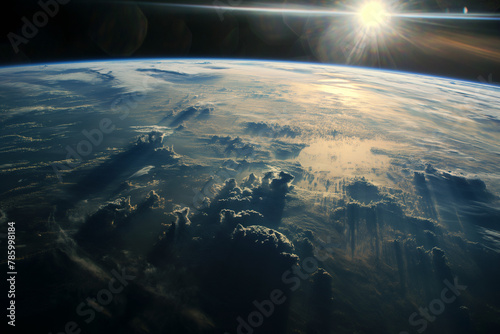 Astronauts observing Earth from space on Earth Day, conveying a sense of wonder, appreciation, and responsibility for protecting and preserving our planet's beauty and resources.