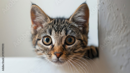 A playful cat peeking from behind © 9DIGITECH