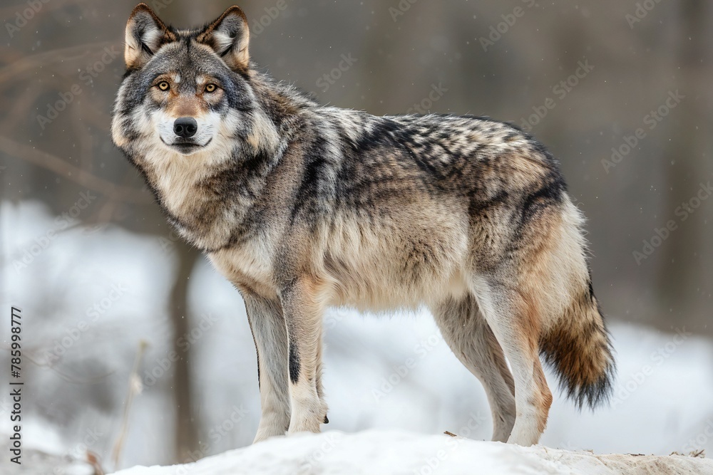 Grey wolf (Canis lupus) in the winter forest