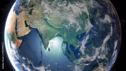 Realistic Earth From Space Zoom In Clouds India New Delhi