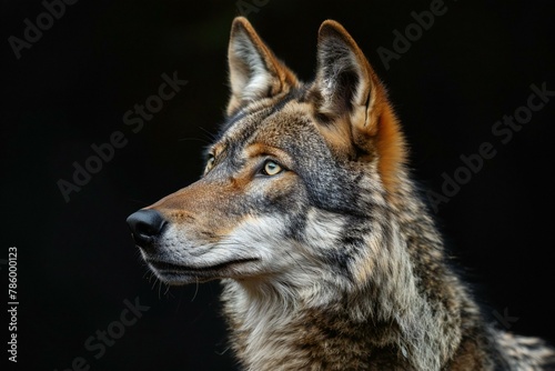 Portrait of a gray wolf (Canis lupus)