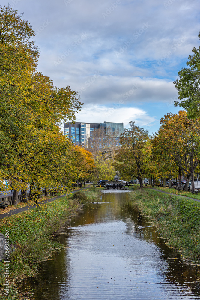 Fototapeta premium Dublin, Ireland - November 6 2023 'Dublin's streets during the late autumn