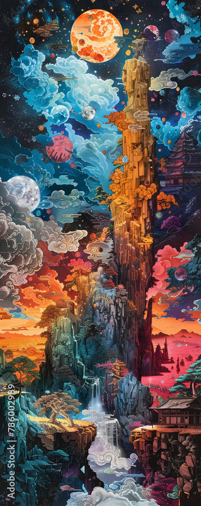 Fototapeta premium Mystical Eastern Landscape at Twilight