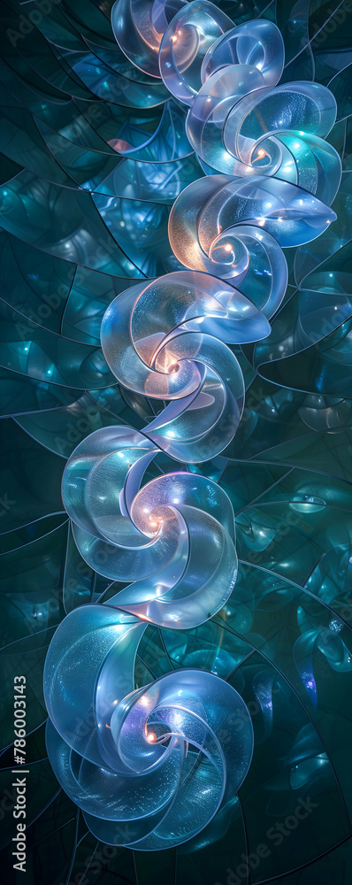 Obraz premium Spiraling Blue Light Installation