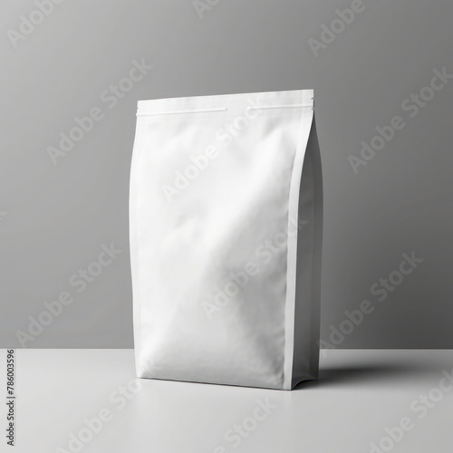 A Plain white ziplock bag Mockup light gray background