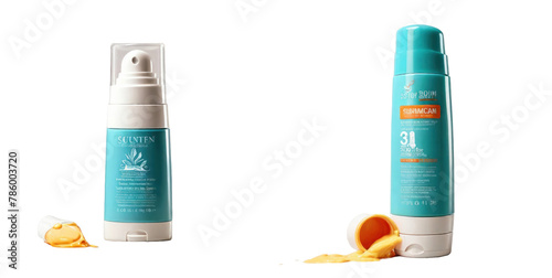 set of sunscreen isolated on transparent background