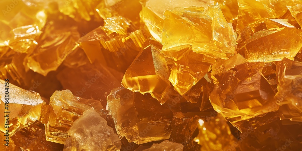 Close-up image showcasing the intricate details and textures of a golden crystalline structure shining under light Close-up image showcasing the intricate details and textures of a golden crystalline structure shining under light