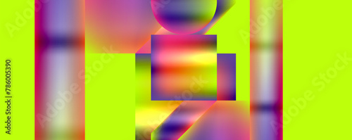 A vibrant geometric pattern with tints of magenta and electric blue, symmetrically arranged on a yellow background, creating a creative arts masterpiece