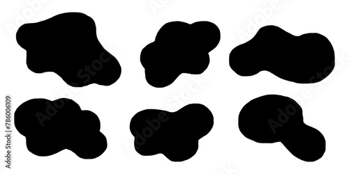 Blob shapes vector set. Random blotch, inkblot, stone silhouette, Ink stain. Organic abstract simple fluid splodge elemets. isolated on white background. vector illustration