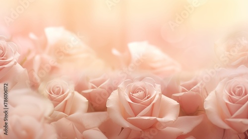 Blushing Rose Bouquet, Soft Focus, Romantic Floral Harmony with Copy Space