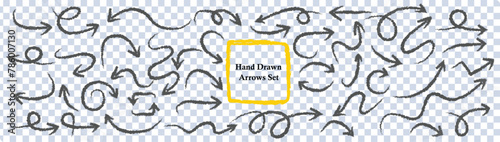 hand-drawn pencil arrows. Charcoal arrows vector icons set. scribble elements lines elements. Vector illustration.
