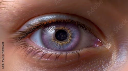 Photographs an eye with a pupil dilated in low light, surrounded by an iris of mysterious violet, highlighting the natural response to the unknown