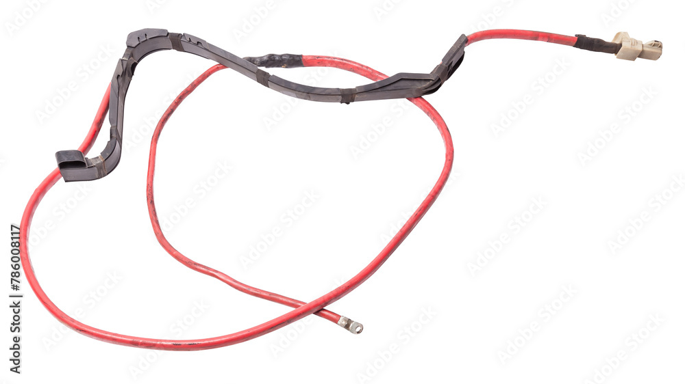 Automotive wiring harness with positive battery terminal and squib for disconnection in case of an accident. Vehicle security systems. Automotive wiring harness with positive battery terminal and squib for disconnection in case of an accident. Vehicle security systems.