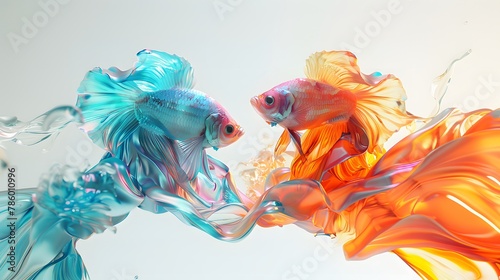 fish in water, abstract colorful background