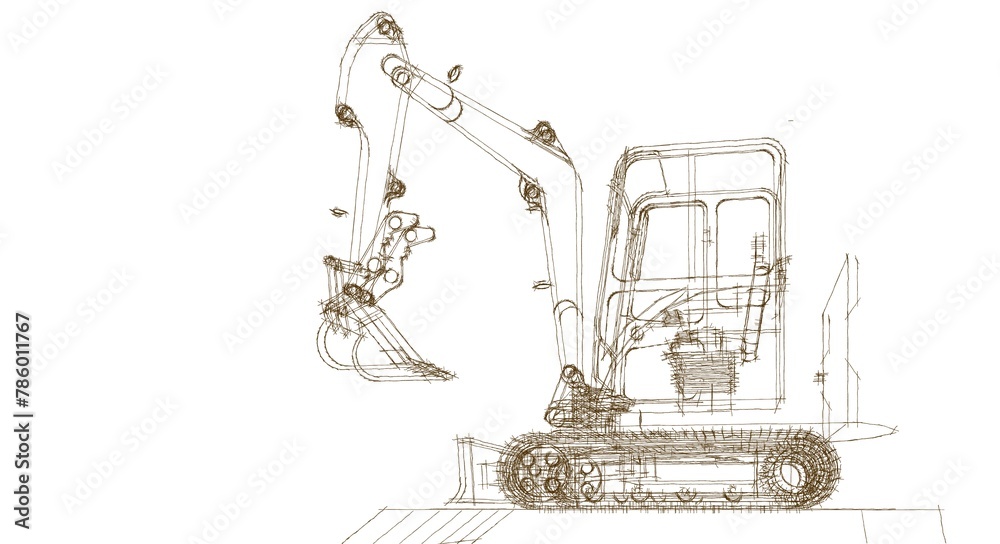 excavator 3d illustration	
