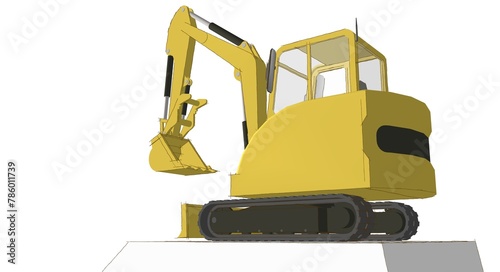 excavator 3d illustration 