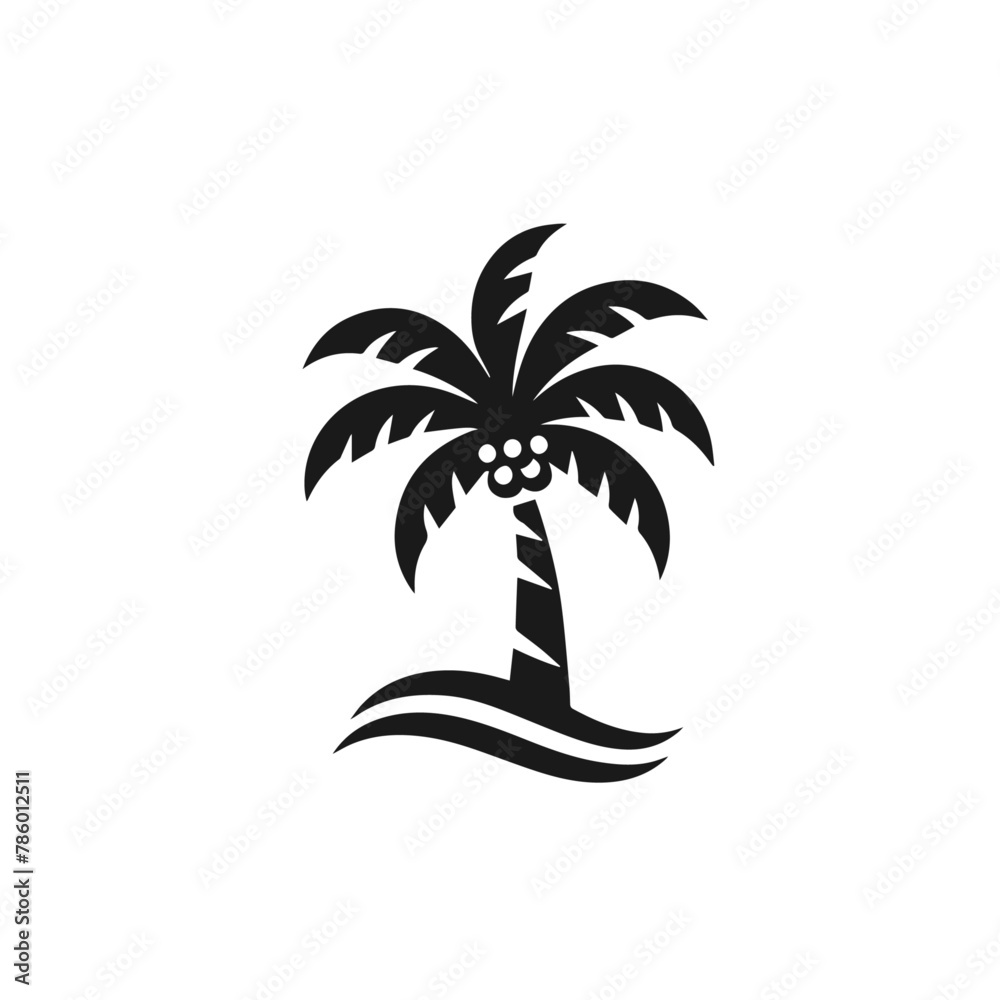 Palm tree  isolated on white background. Palm silhouette. Design of palm trees for posters, banners and promotional items. Vector illustration
