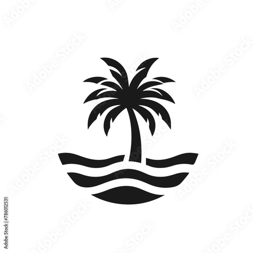 Palm tree isolated on white background. Palm silhouette. Design of palm trees for posters, banners and promotional items. Vector illustration 