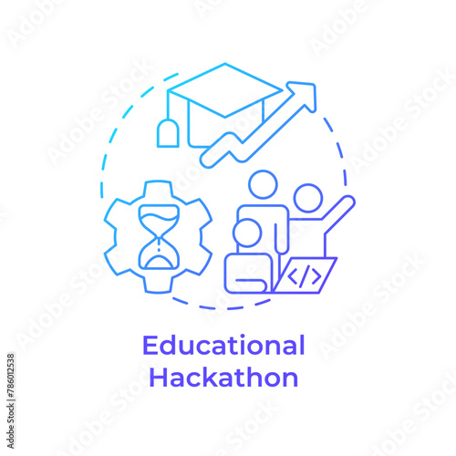 Educational hackathon blue gradient concept icon. Skill building, development. Students engagement. Round shape line illustration. Abstract idea. Graphic design. Easy to use in promotional materials