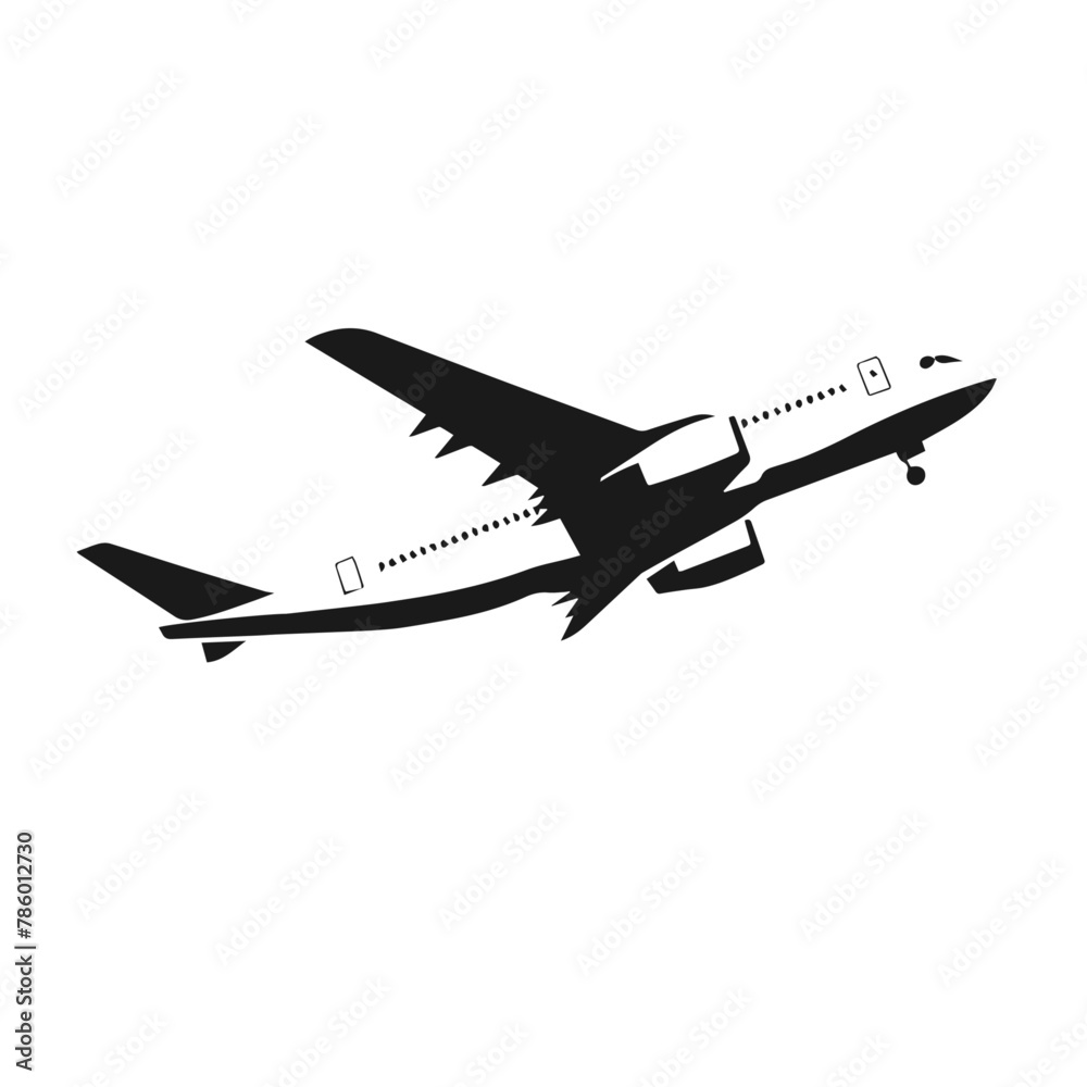 Vector illustration of airplane isolated on white background