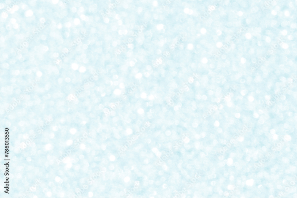 Blue and white bokeh pastel background. Winter season snow backdrop. New Year, Christmas, Wedding Anniversary and Celebration backgrounds concept. 