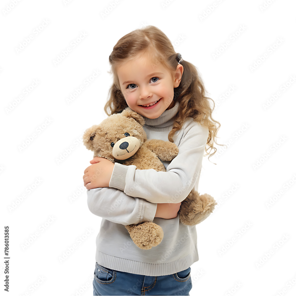 Little girl holding a teddy bear on a white isolated background Little girl holding a teddy bear on a white isolated background