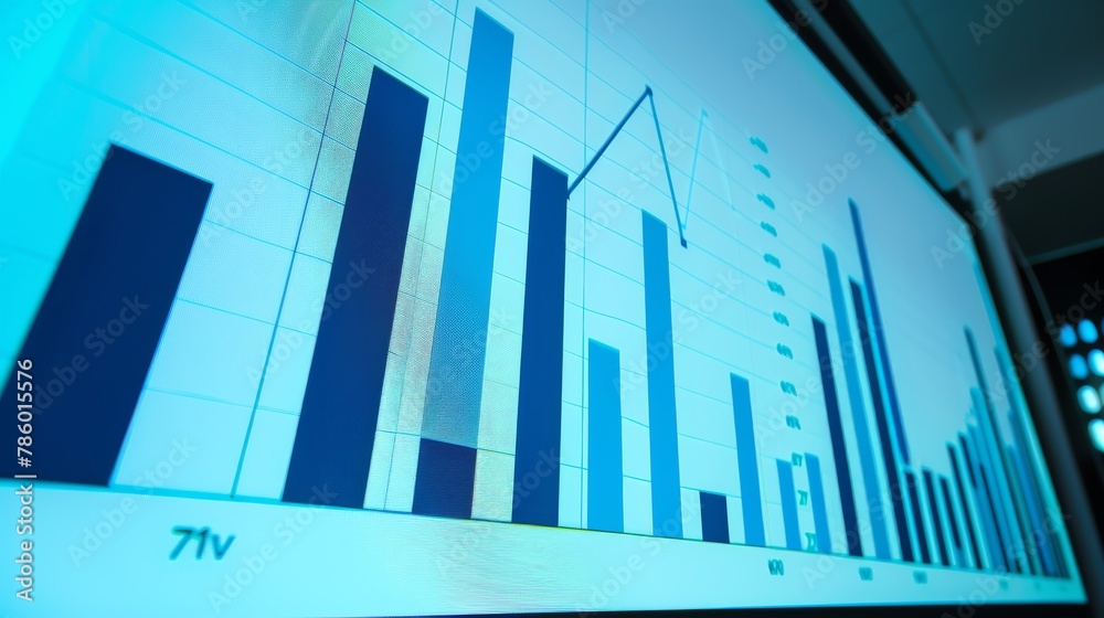 Arranges a financial planning seminar slide show, using bar charts in cool blues to depict savings strategies, structured to foster clear and strategic financial thinking