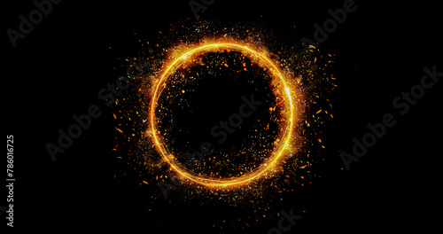 A circle of fire with a lot of sparks
