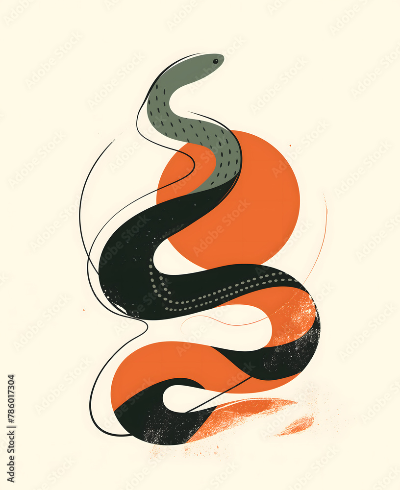 custom made wallpaper toronto digitalSimple minimalist snake illustration in simple graphic vector line art style