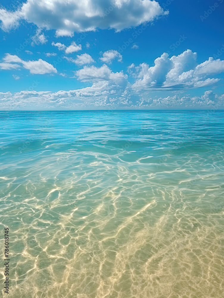 beach with blue sky and clouds.Beautiful beach, white waves crashing, summer beach with clear sky, blue sea water.Vertical.Summer beach trip. beach with blue sky and clouds.Beautiful beach, white waves crashing, summer beach with clear sky, blue sea water.Vertical.Summer beach trip.