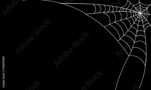 Single Drawing line of spider web animation isolated on black Background. Corner Spider Cobweb Formation