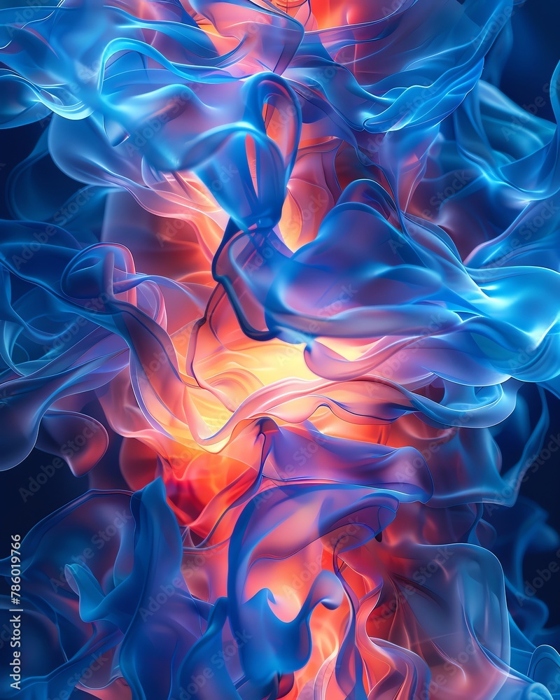 Obraz premium Flames of oxygen, a dance of blue and red hues, elemental and mesmerizing, a visual feast of energy and transformation, dynamic and captivating,