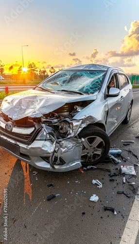 Car accident on a quiet isolated rural country road causing a collision incident