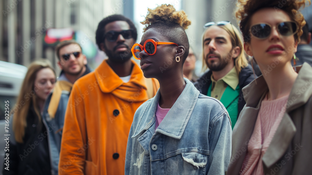 Street style fashion diverse group of people Street style fashion diverse group of people