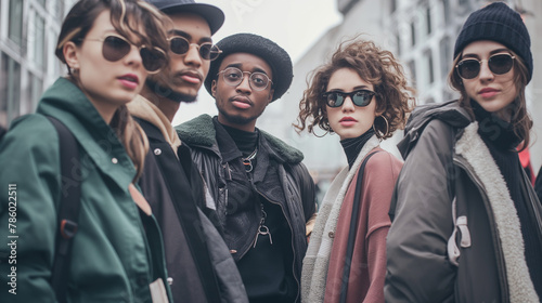Street style fashion diverse group of people