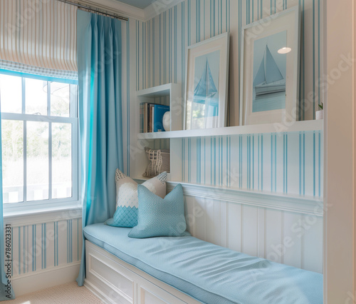 Zimmer himmelblau dekoriert - Room decorated sky blue photo