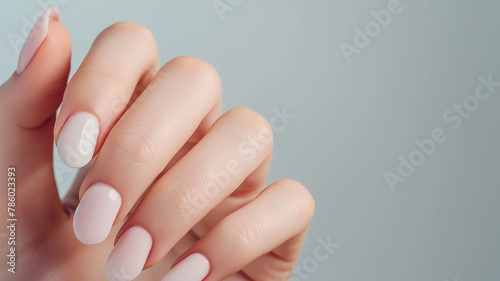 Pastel nail manicure close-up, background image for a beauty salon