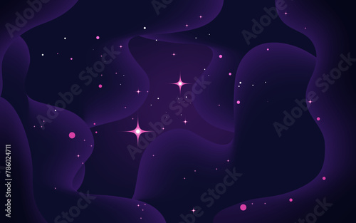 Vector space background . Cute flat style template with Stars in Outer space