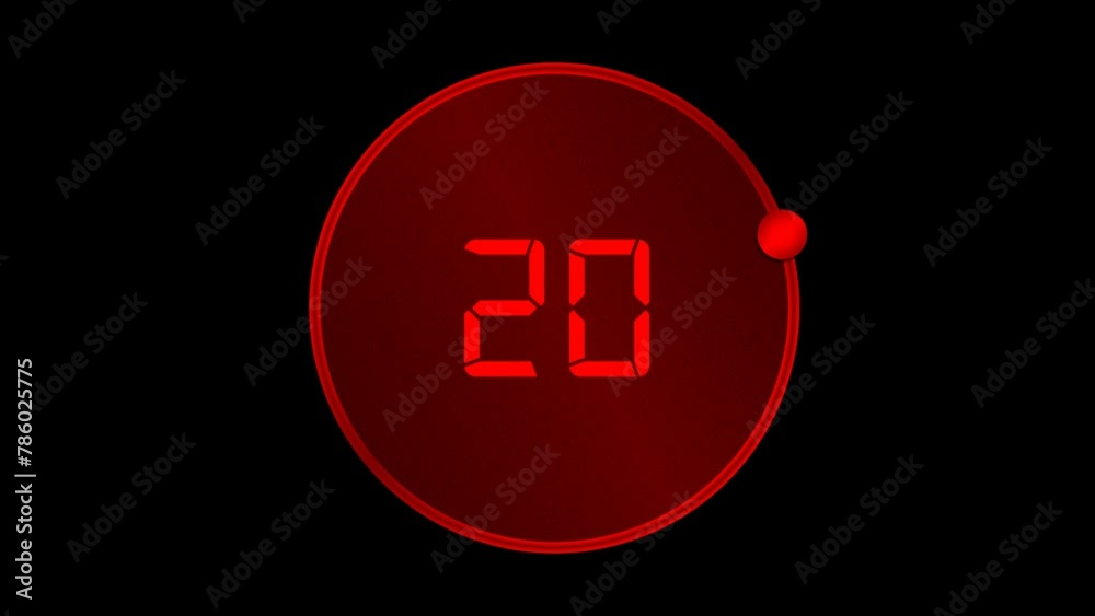 Transparent Alpha Countdown Timer Overlay video For Gym workout or rest timer. Transparent Alpha Countdown Timer Overlay video For Gym workout or rest timer.