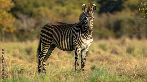 Grevys Zebra standing on a grass at Lake 
