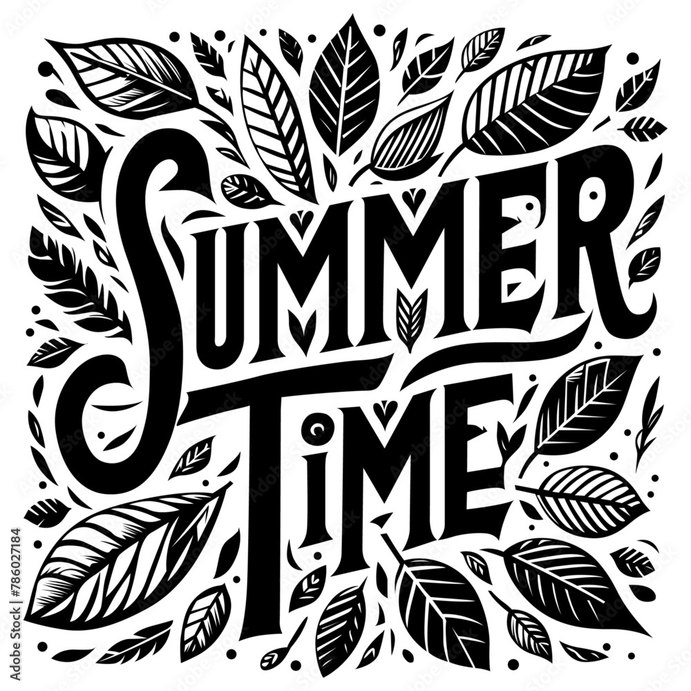 Summertime Typography Tee design vector illustration.  HD and smoothly vectorized.

