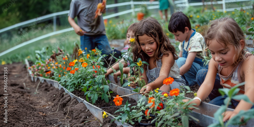 custom made wallpaper toronto digitalA group of children are playing in a garden, digging in the dirt