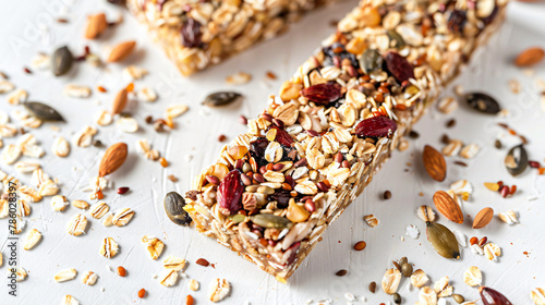 Homemade organic granola protein bar with oats 