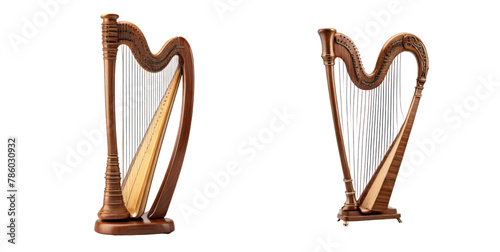 set of harp isolated on transparent background photo