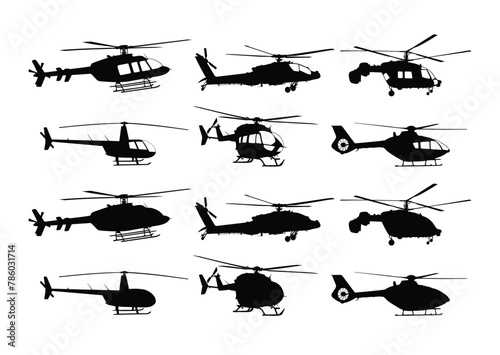 The set of helicopter silhouettes.  © designer_an
