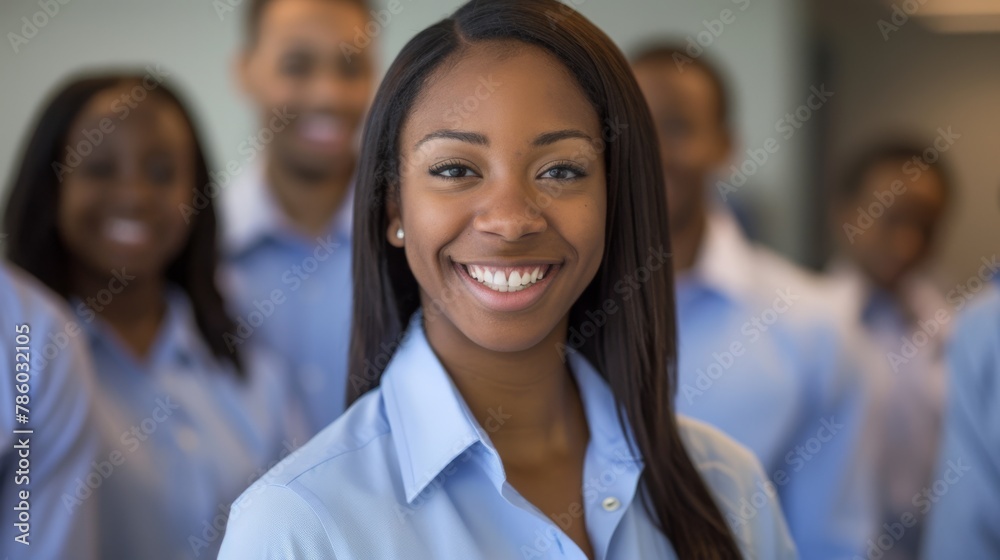 Smiling Team in Corporate Environment