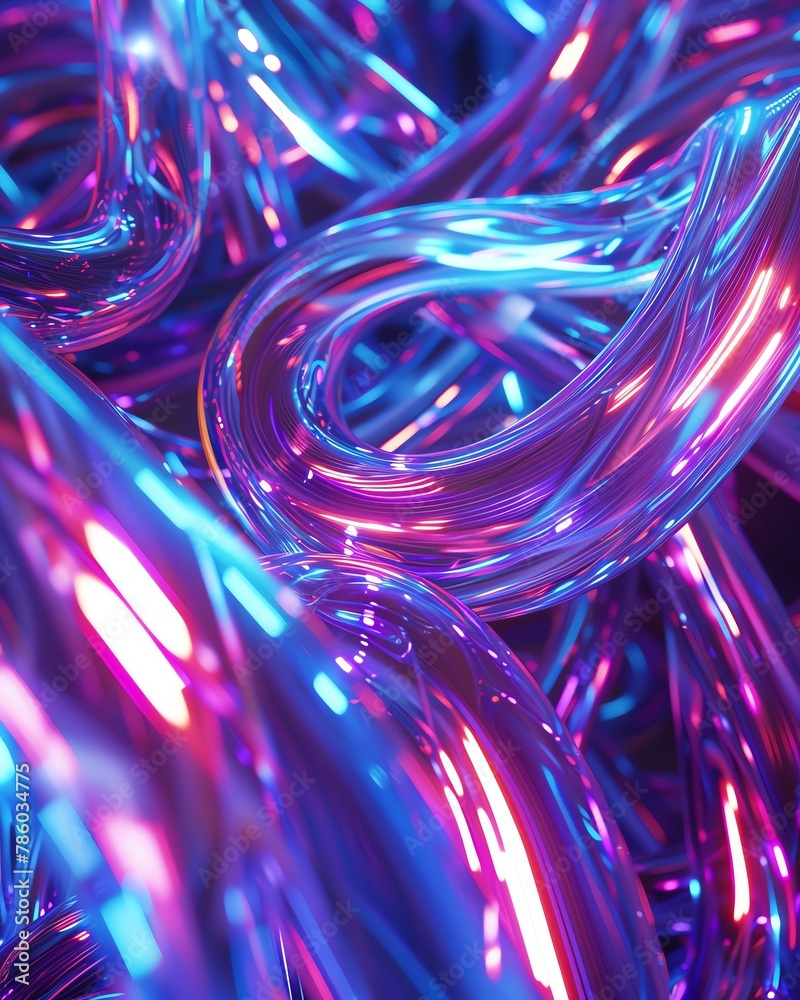 Neon abstract art, 3D render of luminous curved lines in chaotic motion, resembling 2D celebrity pop art Neon abstract art, 3D render of luminous curved lines in chaotic motion, resembling 2D celebrity pop art