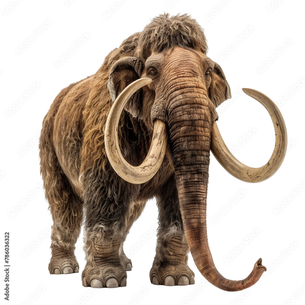 Woolly mammoth on transparent background. Ice age megafauna and extinct ...